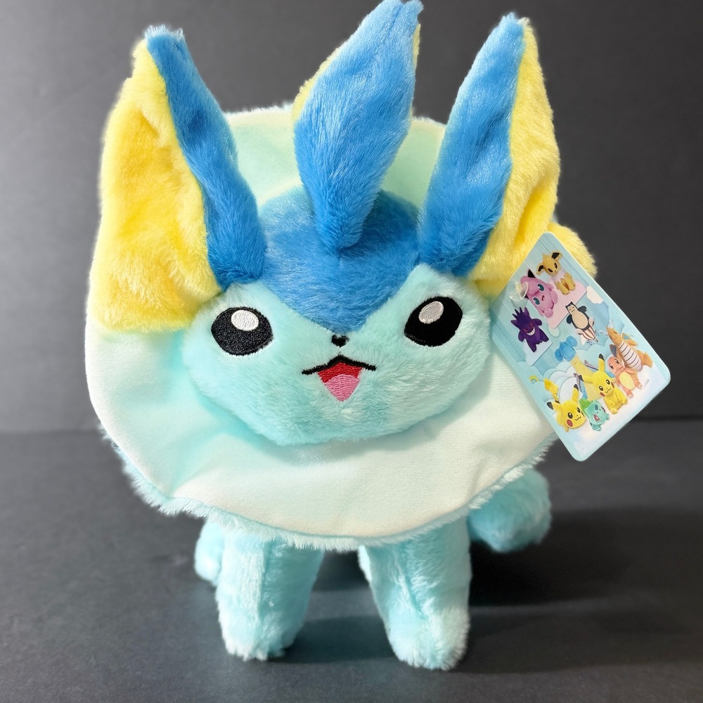 Pokemon Vaporeon Plush Stuffed Animal Blue Yellow Eeveelution Toy New With Tags